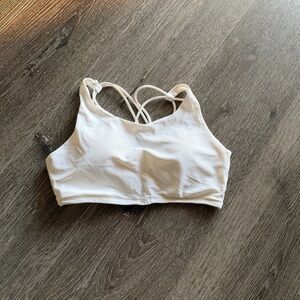 KIAVA White Sports Bra with Pink Logo